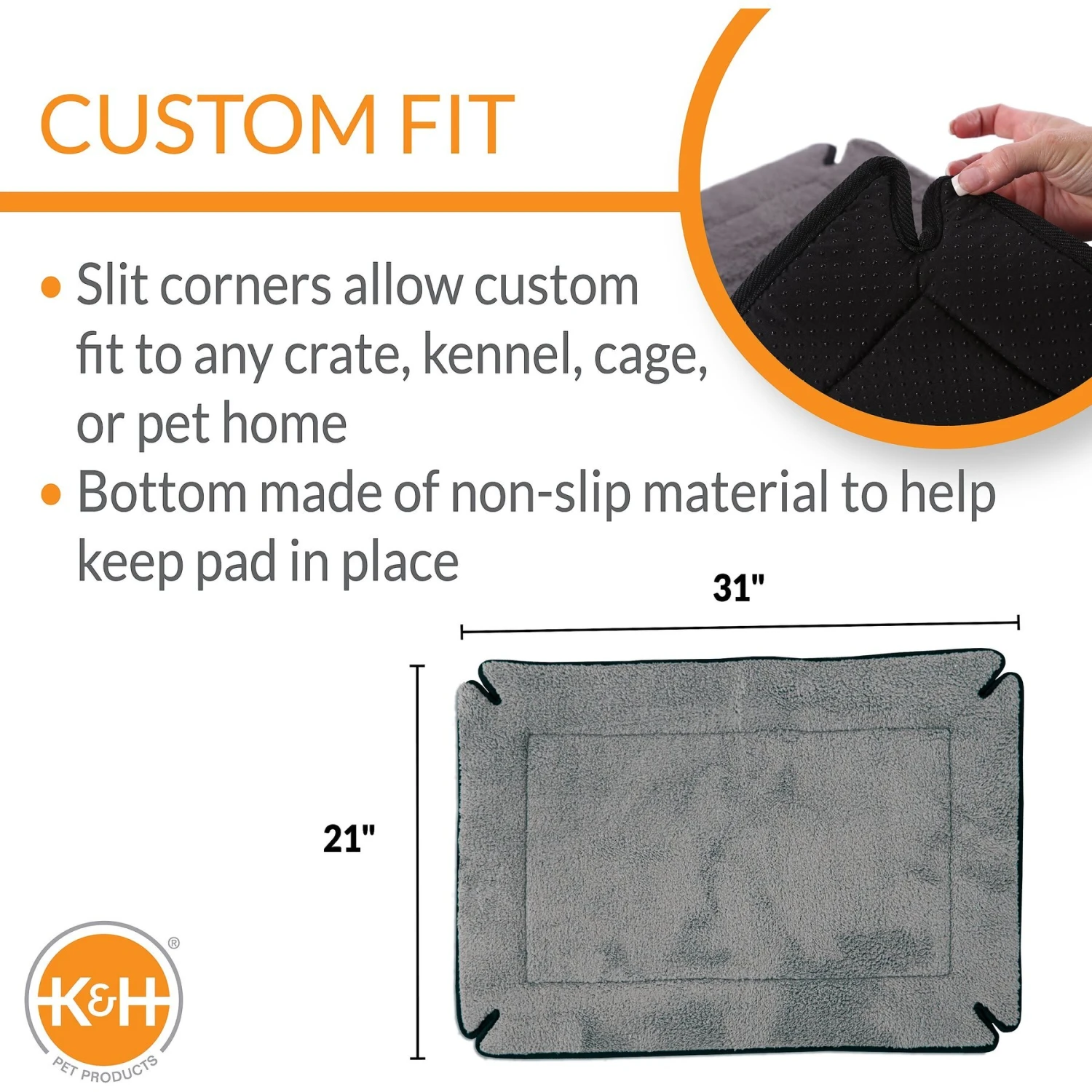 K&H Pet Products Memory Foam Dog Crate Pad, Gray 2 K&H Pet Products Memory Foam Dog Crate Pad, Gray - Image 2
