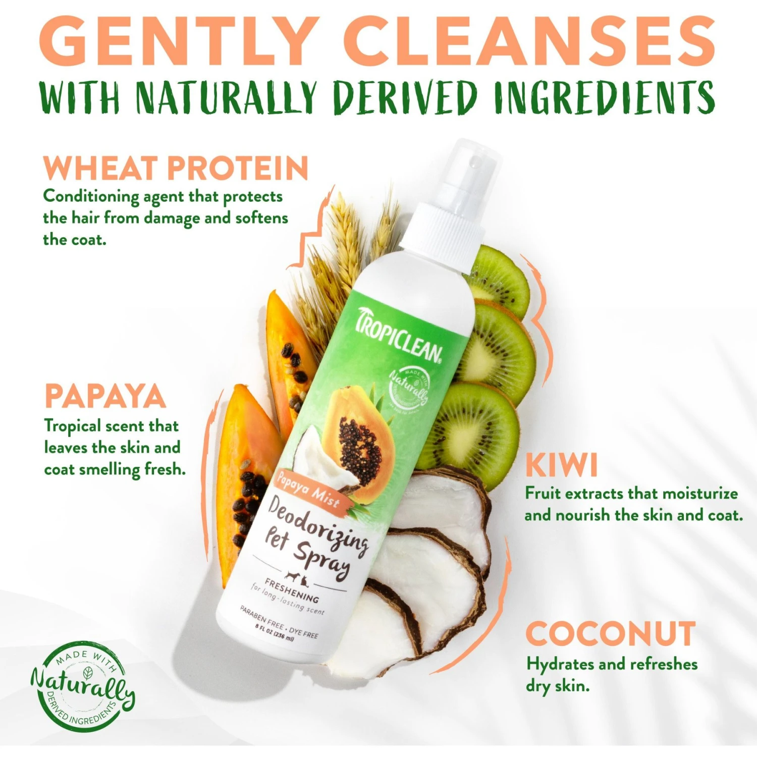 TropiClean Luxury 2 In 1 Papaya & Coconut Pet Shampoo & Conditioner & TropiClean Papaya Deodorizing Dog & Cat Spray 7 TropiClean Luxury 2 In 1 Papaya & Coconut Pet Shampoo & Conditioner & TropiClean Papaya Deodorizing Dog & Cat Spray - Image 7