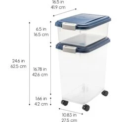 IRIS USA 2-Piece WeatherPro Airtight Stackable Dog Cat & Bird Food Pet Food Storage Container Combo & Treat Box, Navy, 35-lb -PetSafe Shop Sale 116487 PT2. AC SS1800 V1680787451