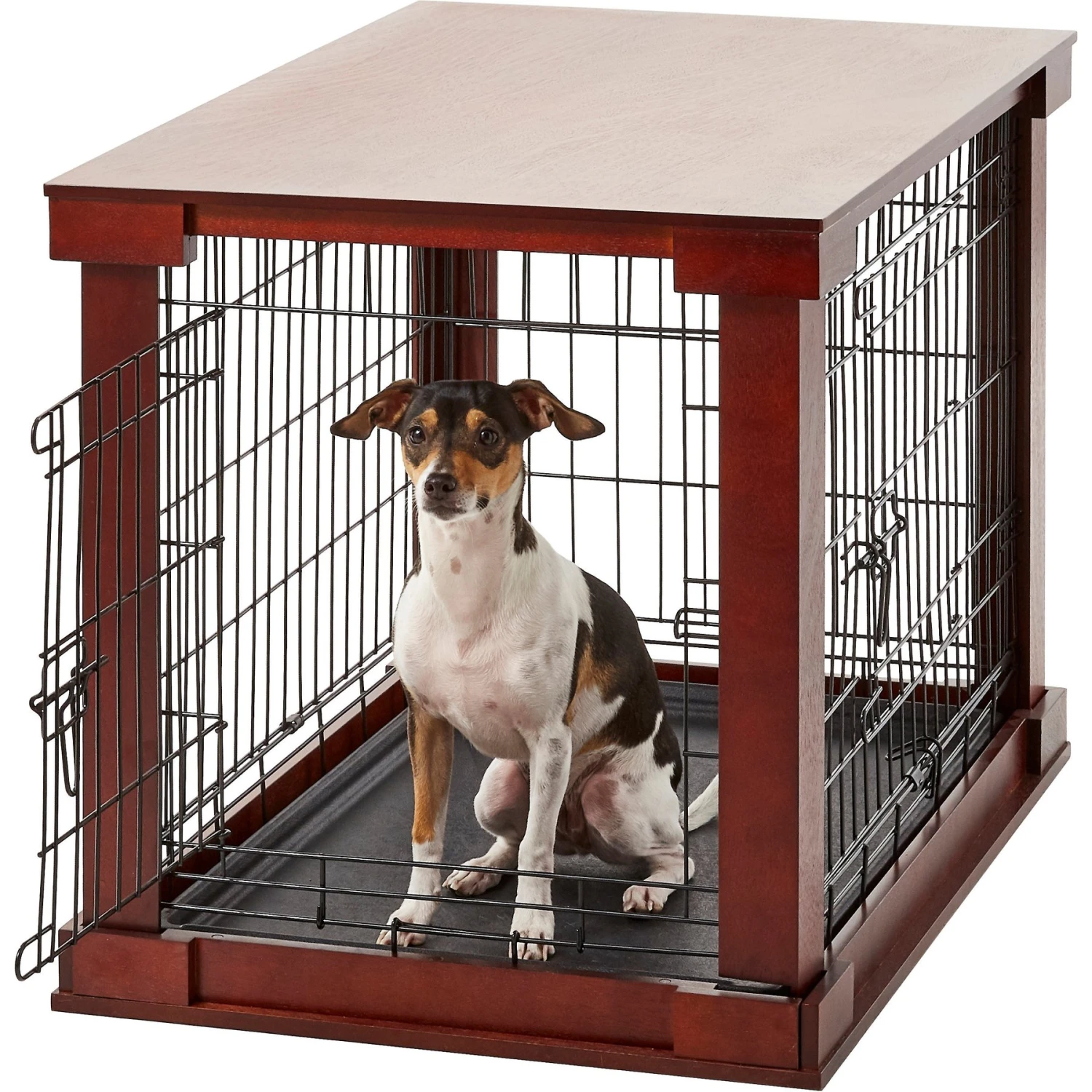Merry Products Double Door Furniture Style Dog Crate, Mahogany 4 Merry Products Double Door Furniture Style Dog Crate, Mahogany - Image 4