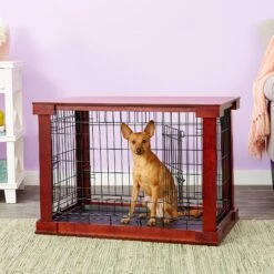Merry Products Double Door Furniture Style Dog Crate, Mahogany 11 Merry Products Double Door Furniture Style Dog Crate, Mahogany -PetSafe Shop Sale 118021 PT4. AC SS1800 V1562180681