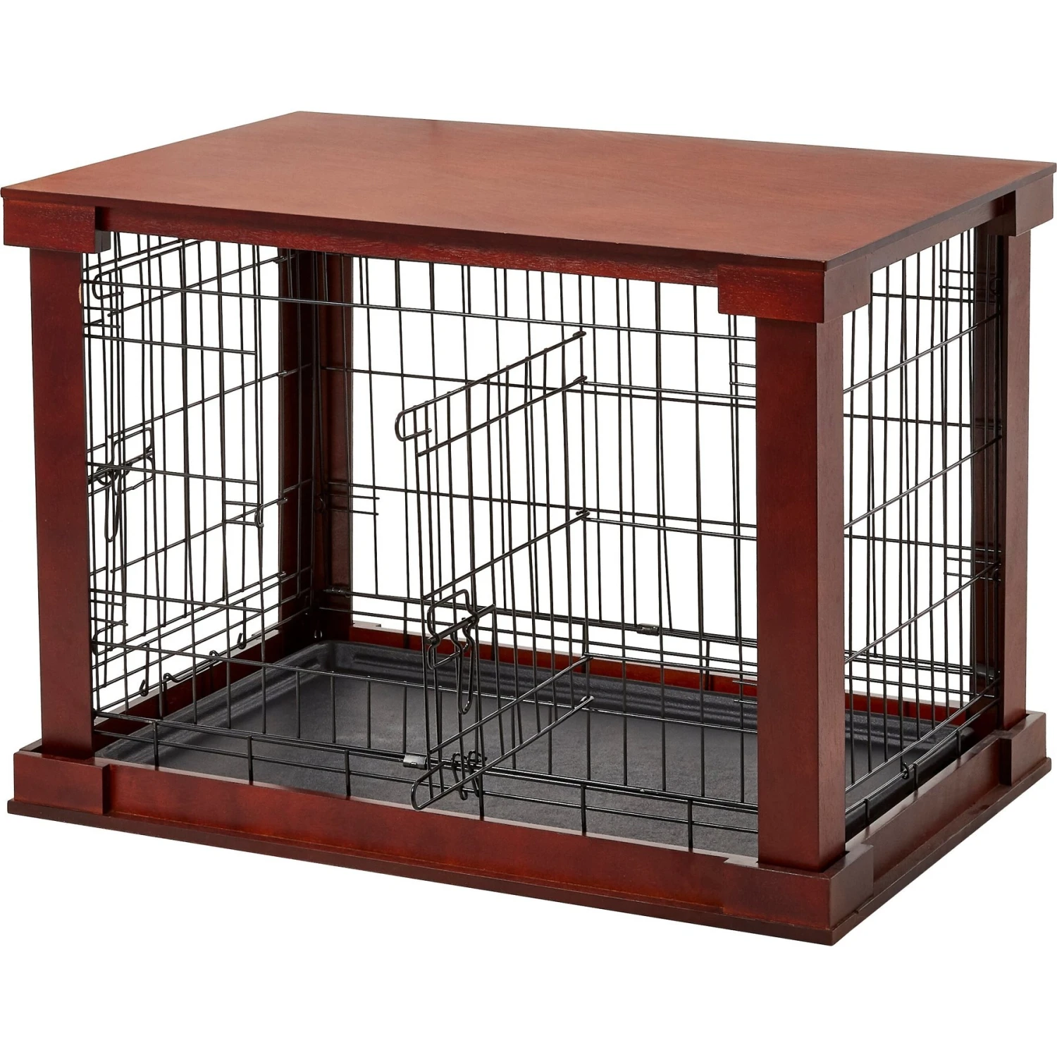 Merry Products Double Door Furniture Style Dog Crate, Mahogany 6 Merry Products Double Door Furniture Style Dog Crate, Mahogany - Image 6