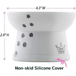 Necoichi Ceramic Elevated Cat Food Bowl, White Paw Print -PetSafe Shop Sale 118993 PT7. AC SS1800 V1674730090