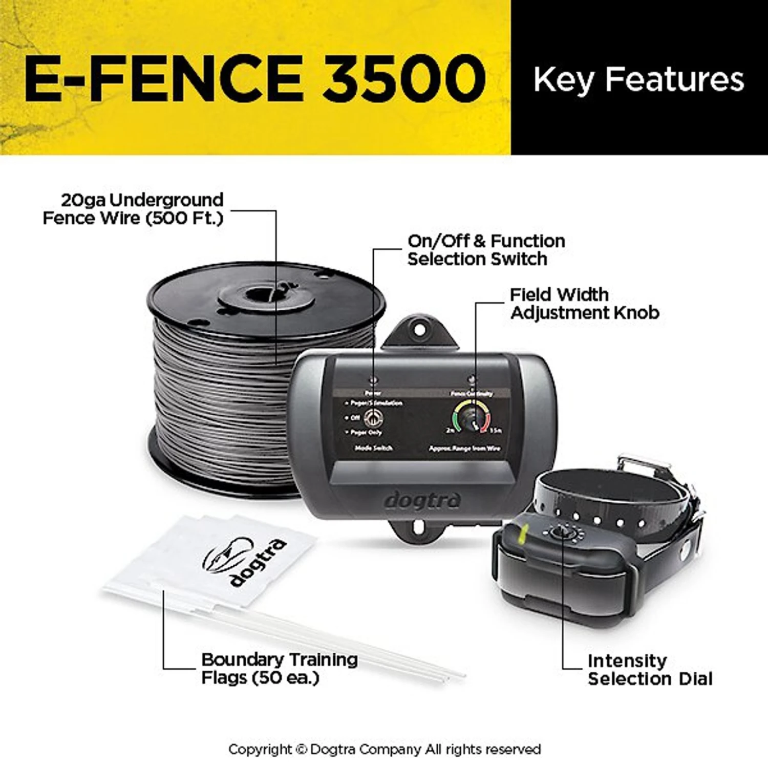 Dogtra E-FENCE 3500 Containment System In-Ground Wired Fence With Rechargeable Wireless Collar 2 Dogtra E-FENCE 3500 Containment System In-Ground Wired Fence With Rechargeable Wireless Collar - Image 2
