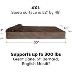 FurHaven Quilted Goliath Chaise Bolster Dog Bed With Removable Cover -PetSafe Shop Sale 152602 PT4. AC SS1800 V1597085194