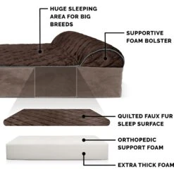 FurHaven Quilted Goliath Chaise Bolster Dog Bed With Removable Cover -PetSafe Shop Sale 152602 PT5. AC SS1800 V1597089387