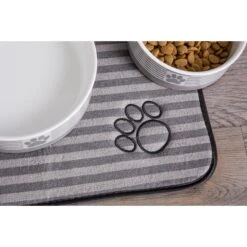 Bone Dry Stripe Embroidered Paw Print Dog & Cat Food Mat 6 Bone Dry Stripe Embroidered Paw Print Dog & Cat Food Mat -PetSafe Shop Sale 153980 PT2. AC SS1800 V1539714750