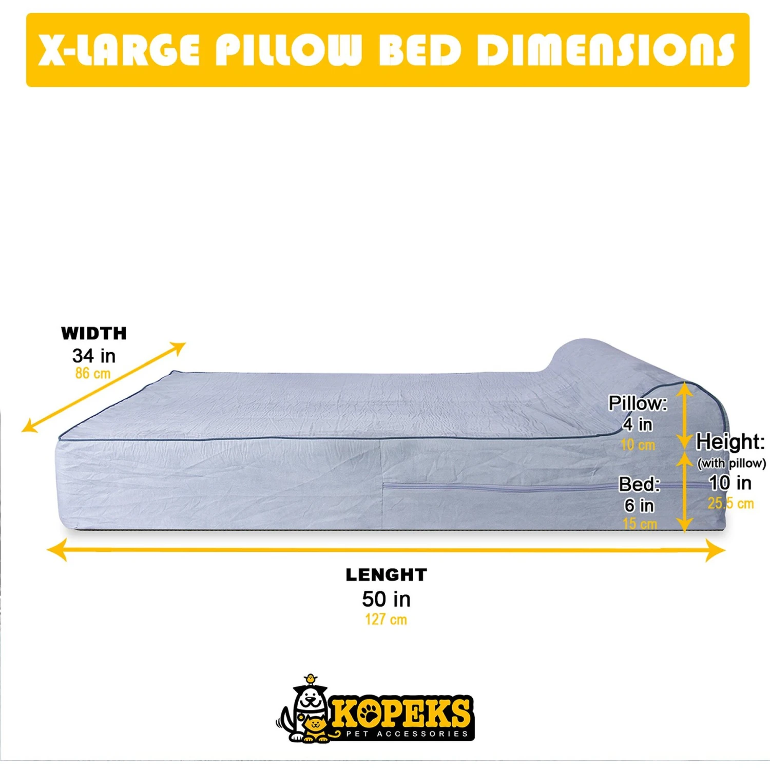 KOPEKS Orthopedic Pillow Dog Bed With Removable Cover 9 KOPEKS Orthopedic Pillow Dog Bed With Removable Cover - Image 9