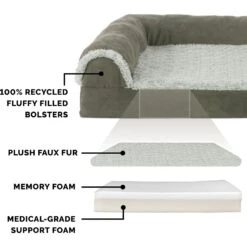 FurHaven Two-Tone Deluxe Chaise Memory Top Cat & Dog Bed With Removable Cover -PetSafe Shop Sale 176268 PT5. AC SS1800 V1606786088