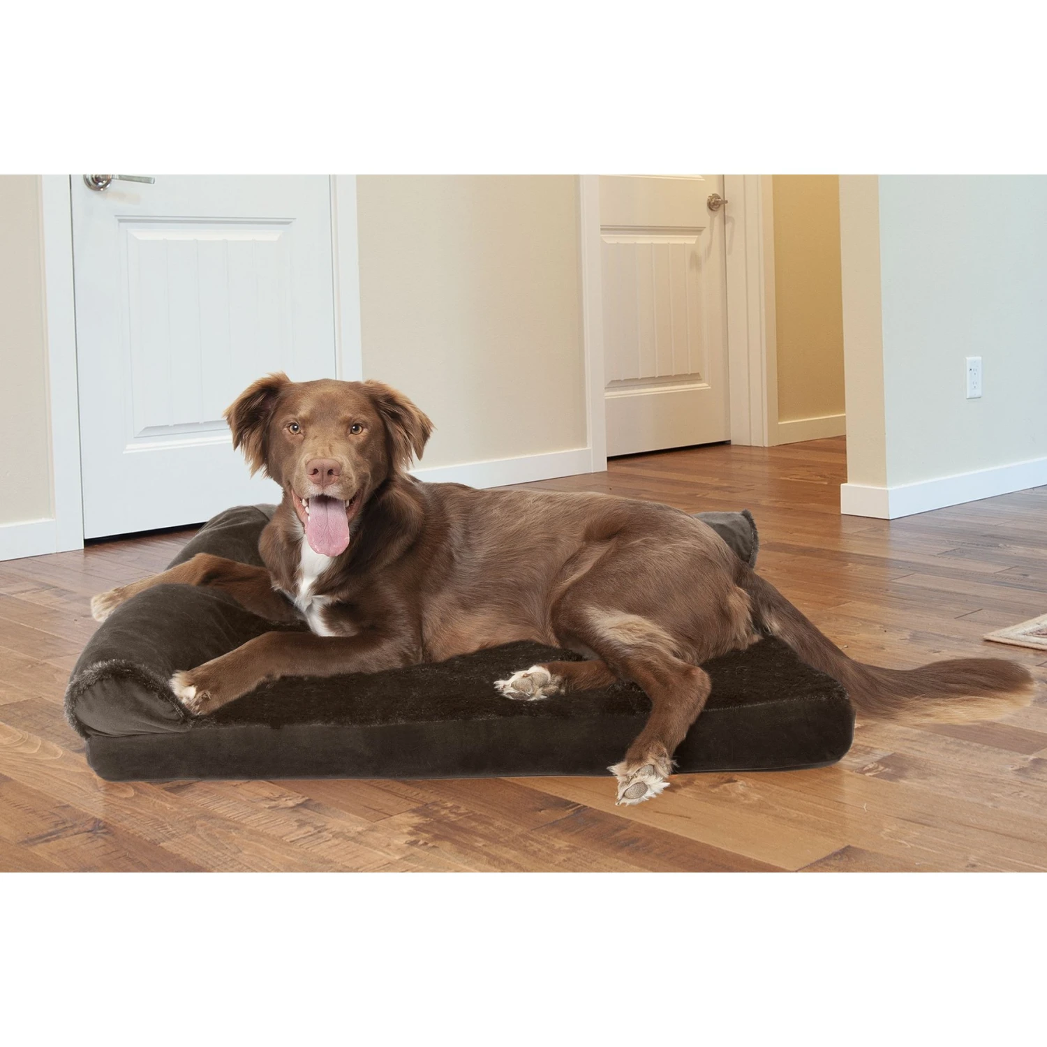 FurHaven Plush Deluxe Chaise Cooling Gel Cat & Dog Bed With Removable Cover 1 FurHaven Plush Deluxe Chaise Cooling Gel Cat & Dog Bed With Removable Cover