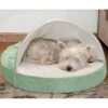 FurHaven Microvelvet Snuggery Gel Top Covered Cat & Dog Bed With Removable Cover
