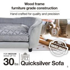 Enchanted Home Pet Quicksilver Sofa Cat & Dog Bed With Removable Cover, Medium, Silver -PetSafe Shop Sale 180292 PT5. AC SS1800 V1563226048