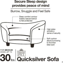 Enchanted Home Pet Quicksilver Sofa Cat & Dog Bed With Removable Cover, Medium, Silver -PetSafe Shop Sale 180292 PT7. AC SS1800 V1563226131