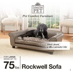 Enchanted Home Pet Rockwell Sofa Dog Bed With Removable Cover, Large, Pewter -PetSafe Shop Sale 180298 PT4. AC SS1800 V1563226383