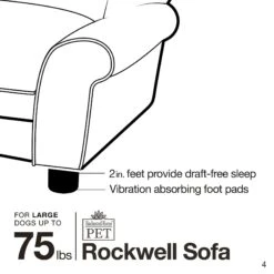 Enchanted Home Pet Rockwell Sofa Dog Bed With Removable Cover, Large, Pewter -PetSafe Shop Sale 180298 PT7. AC SS1800 V1563226404