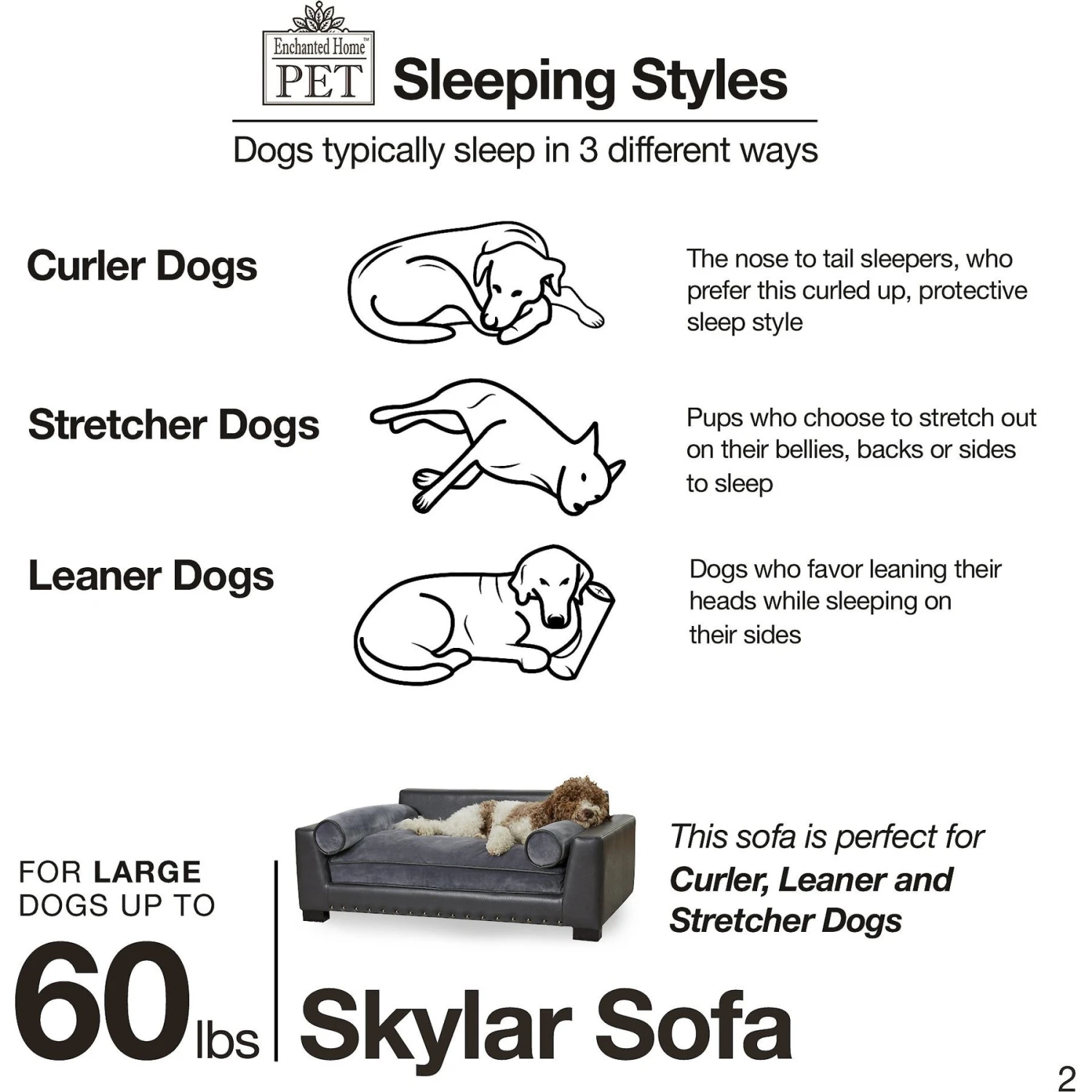 Enchanted Home Pet Skylar Sofa Dog Bed With Removable Cover, Large 6 Enchanted Home Pet Skylar Sofa Dog Bed With Removable Cover, Large - Image 6