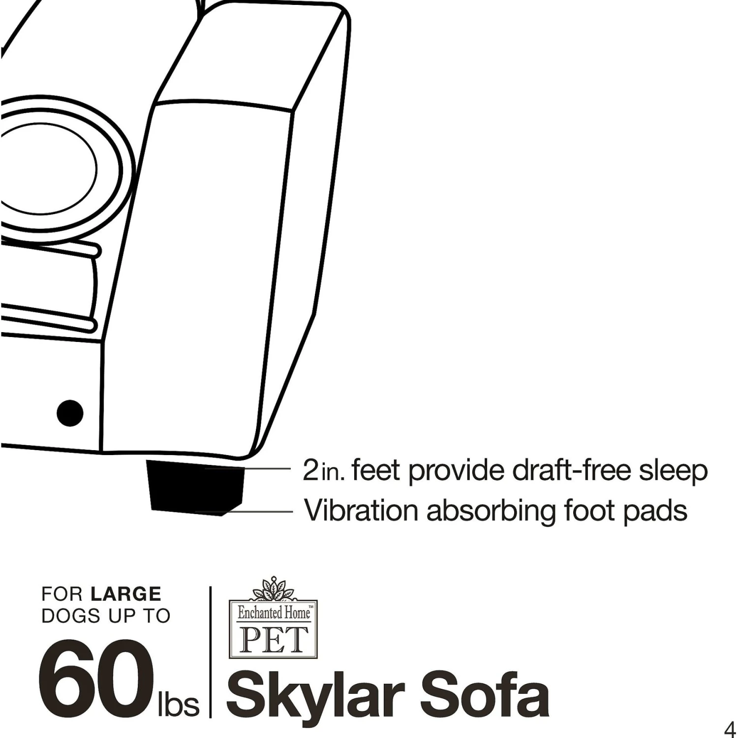 Enchanted Home Pet Skylar Sofa Dog Bed With Removable Cover, Large 8 Enchanted Home Pet Skylar Sofa Dog Bed With Removable Cover, Large - Image 8