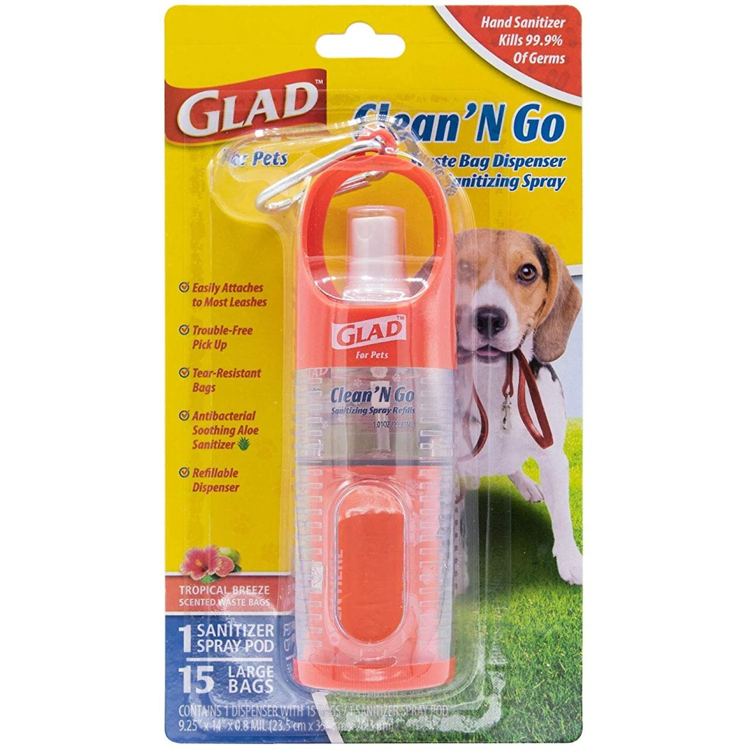 Glad For Pets Tropical Breeze Scent Dog Poop Bag Dispenser & Sanitizing Spray 1 Glad For Pets Tropical Breeze Scent Dog Poop Bag Dispenser & Sanitizing Spray