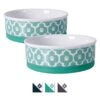 Bone Dry Paw Lattice Print Non-Skid Ceramic Dog & Cat Bowl Set
