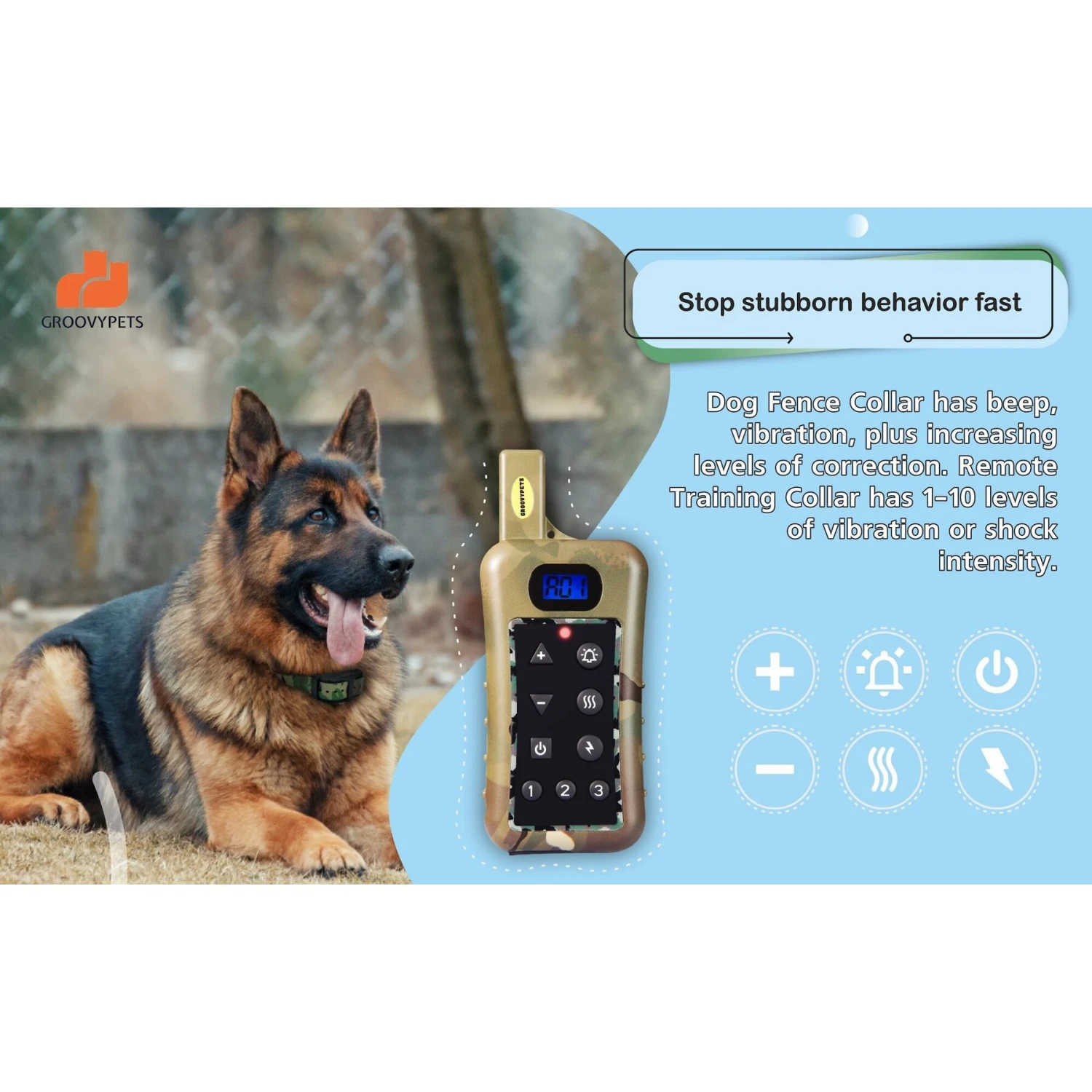 GROOVYPETS Fence & Remote Dog Trainer System, 2 Collars 2 GROOVYPETS Fence & Remote Dog Trainer System, 2 Collars - Image 2