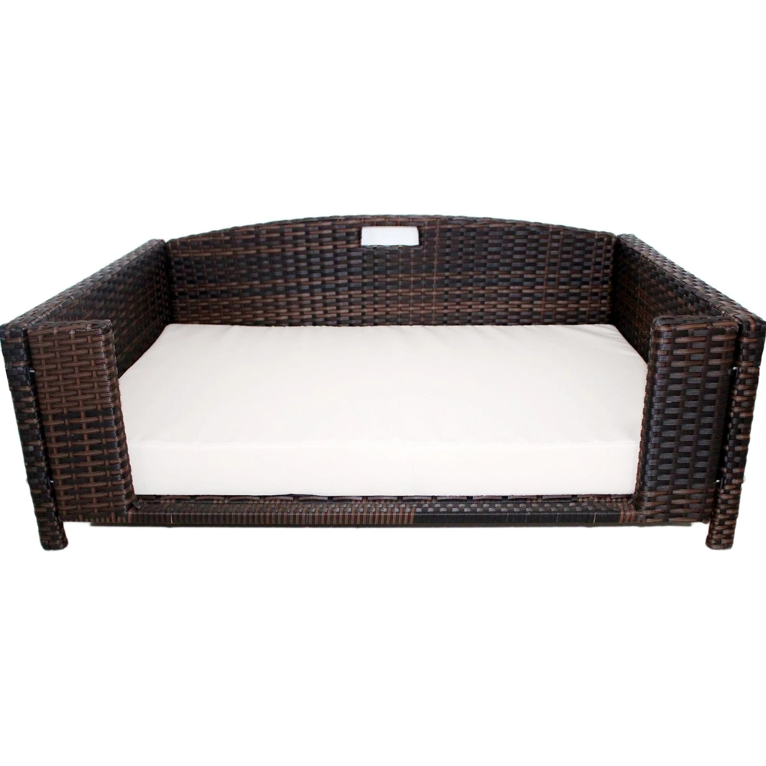Iconic Pet Rattan Rectangular Sofa Cat & Dog Bed With Removable Cover, Espresso 1 Iconic Pet Rattan Rectangular Sofa Cat & Dog Bed With Removable Cover, Espresso