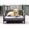 Iconic Pet Maharaja Rattan Sofa Cat & Dog Bed With Removable Cover, Caramel & Mocha
