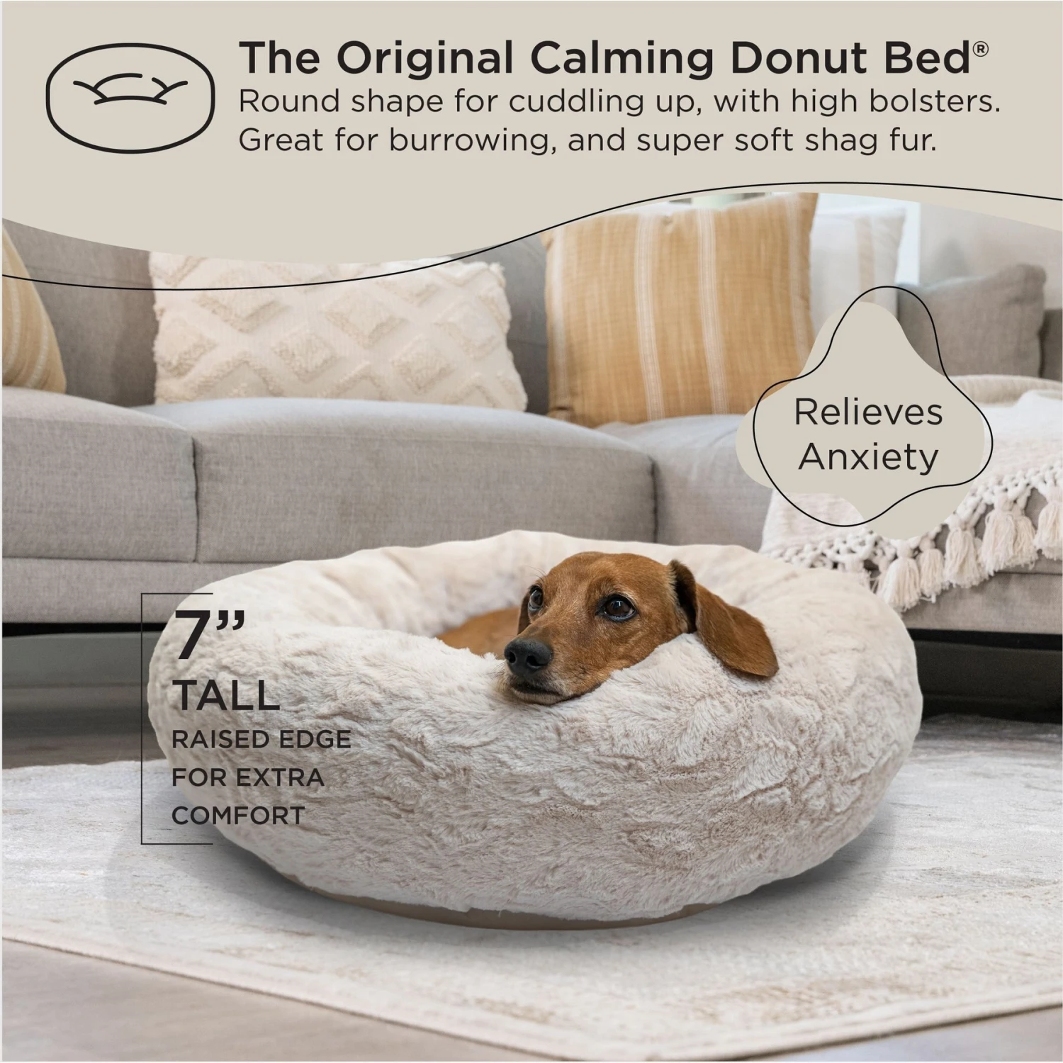 Best Friends By Sheri Calming Lux Fur Donut Cuddler Bolster Cat & Dog Bed 5 Best Friends By Sheri Calming Lux Fur Donut Cuddler Bolster Cat & Dog Bed - Image 5