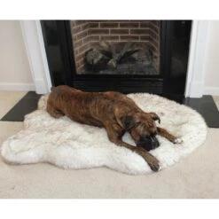 PawBrands PupRug Faux Fur Curve Orthopedic Pillow Dog Bed With Removable Cover, White -PetSafe Shop Sale 194376 PT4. AC SS1800 V1566830034