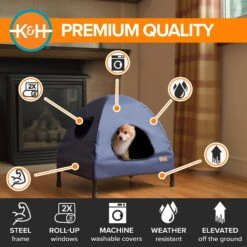 K&H Pet Products Original Indoor/Outdoor Covered Elevated Dog Bed, Navy Blue -PetSafe Shop Sale 199139 PT3. AC SS1800 V1627950718