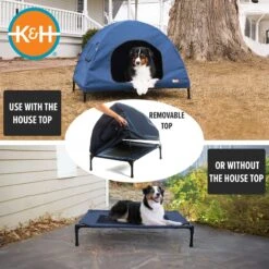 K&H Pet Products Original Indoor/Outdoor Covered Elevated Dog Bed, Navy Blue -PetSafe Shop Sale 199139 PT4. AC SS1800 V1627944124