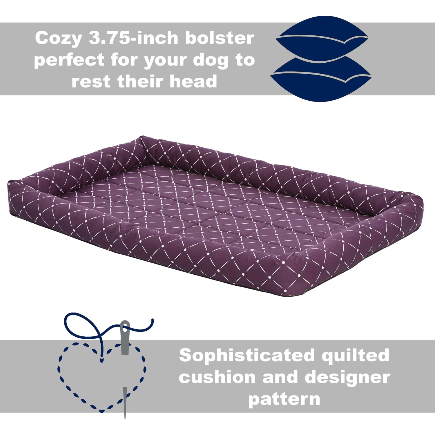 MidWest QuietTime Couture Ashton Bolster Dog Crate Mat 2 MidWest QuietTime Couture Ashton Bolster Dog Crate Mat - Image 2