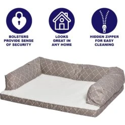 MidWest QuietTime Couture Hampton Orthopedic Bolster Dog Bed With Removable Cover -PetSafe Shop Sale 213014 PT3. AC SS1800 V1576086557