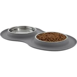 Frisco Double Stainless Steel Pet Bowl With Silicone Mat -PetSafe Shop Sale 215986 PT2. AC SS1800 V1591020064