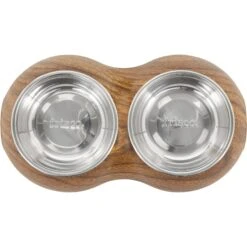 Frisco Double Stainless Steel Bowl, Wood Design -PetSafe Shop Sale 216068 PT3. AC SS1800 V1591021035