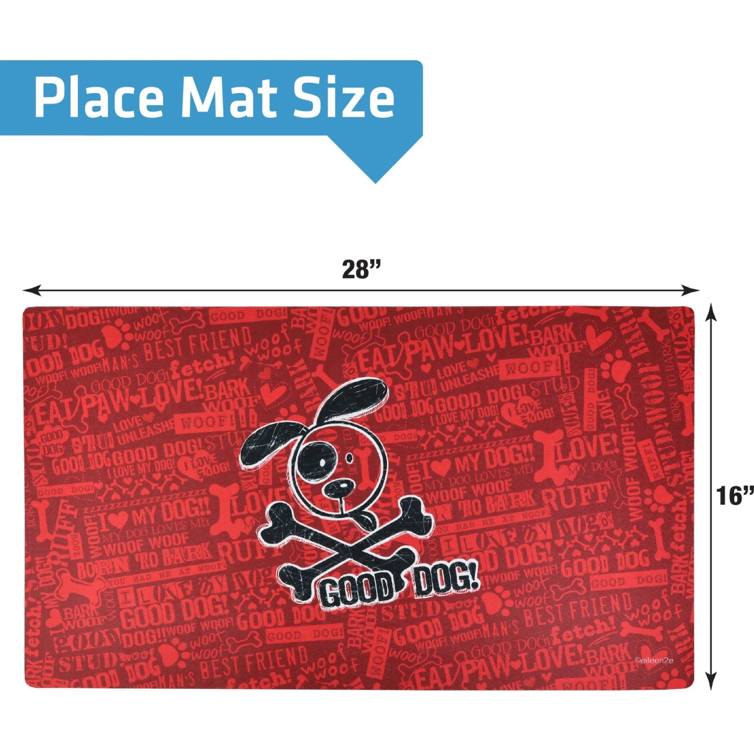 Drymate Red Good Dog Cross Bones Dog Bowl Place Mat 2 Drymate Red Good Dog Cross Bones Dog Bowl Place Mat - Image 2
