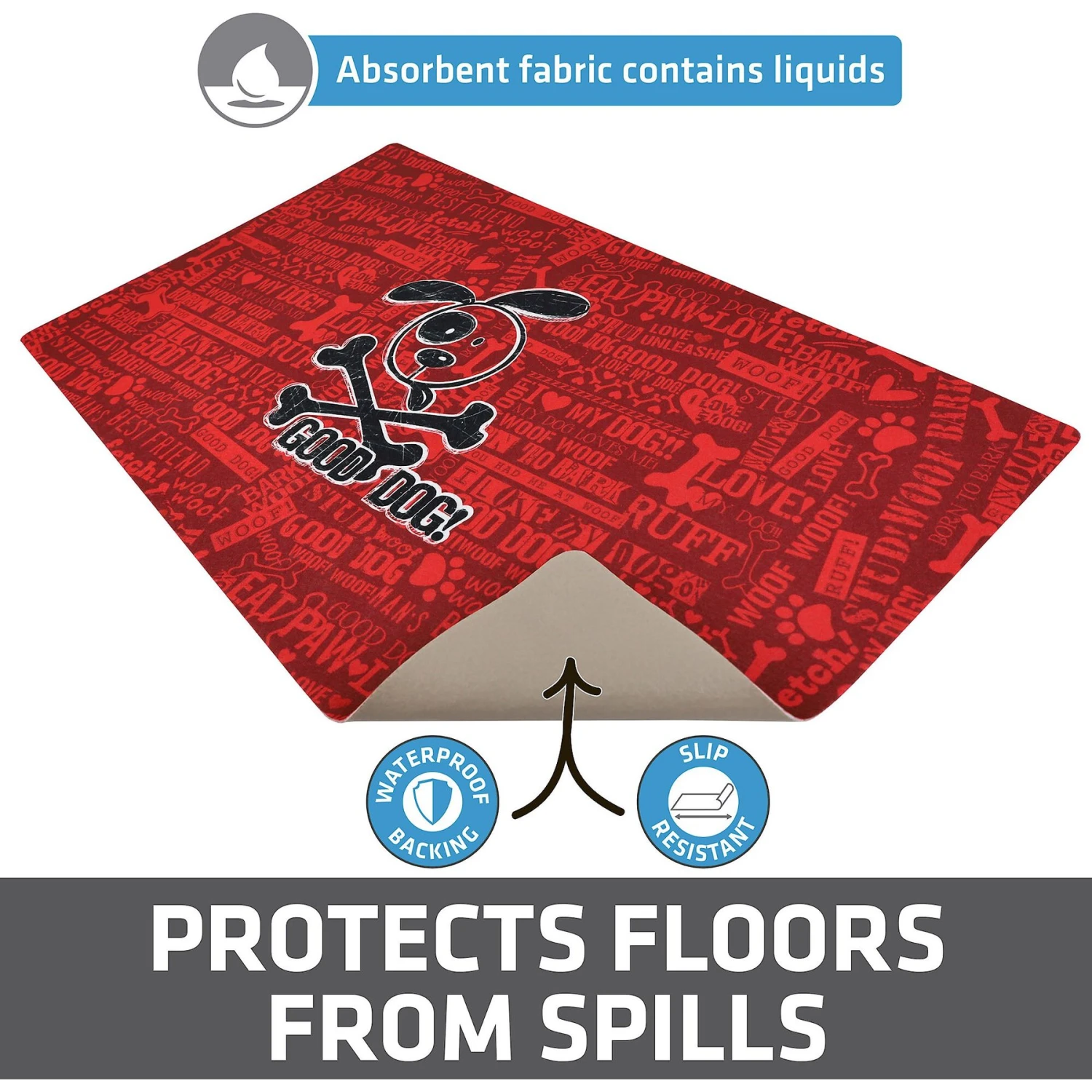 Drymate Red Good Dog Cross Bones Dog Bowl Place Mat 4 Drymate Red Good Dog Cross Bones Dog Bowl Place Mat - Image 4