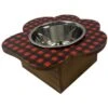 Mela Artisans Paw Shaped Elevated Dog & Cat Bowl, Black & White Buffalo Plaid, 2-cup