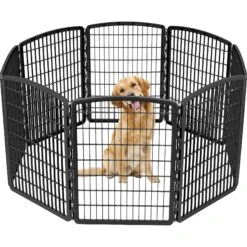 IRIS USA 8-Panel Dog Exercise Playpen, 34-in, Black
