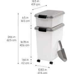 IRIS USA 3-Piece WeatherPro Airtight Stackable Dog, Cat & Bird Food Storage Container Combo With Scoop & Treat Box -PetSafe Shop Sale 231627 PT2. AC SS1800 V1586959399