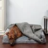 FurHaven Orthopedic Plush & Suede Sofa Dog & Cat Bed & Blanket, Gray, Large