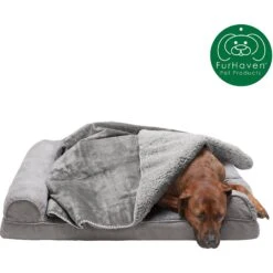 FurHaven Orthopedic Plush & Suede Sofa Dog & Cat Bed & Blanket, Gray, Large -PetSafe Shop Sale 242797 PT2. AC SS1800 V1625253190