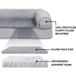 FurHaven Orthopedic Plush & Suede Sofa Dog & Cat Bed & Blanket, Gray, Large -PetSafe Shop Sale 242797 PT5. AC SS1800 V1625249897