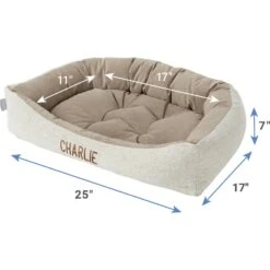 Frisco Rectangular Personalized Bolster Dog Bed W/Removable Cover, Beige, Medium -PetSafe Shop Sale 252613 PT2. AC SS1800 V1605142360