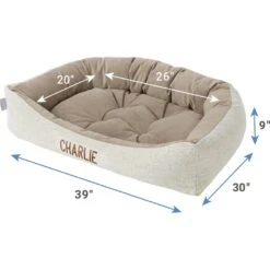 Frisco Rectangular Personalized Bolster Dog Bed W/Removable Cover, Beige, X-Large -PetSafe Shop Sale 252615 PT2. AC SS1800 V1605140223