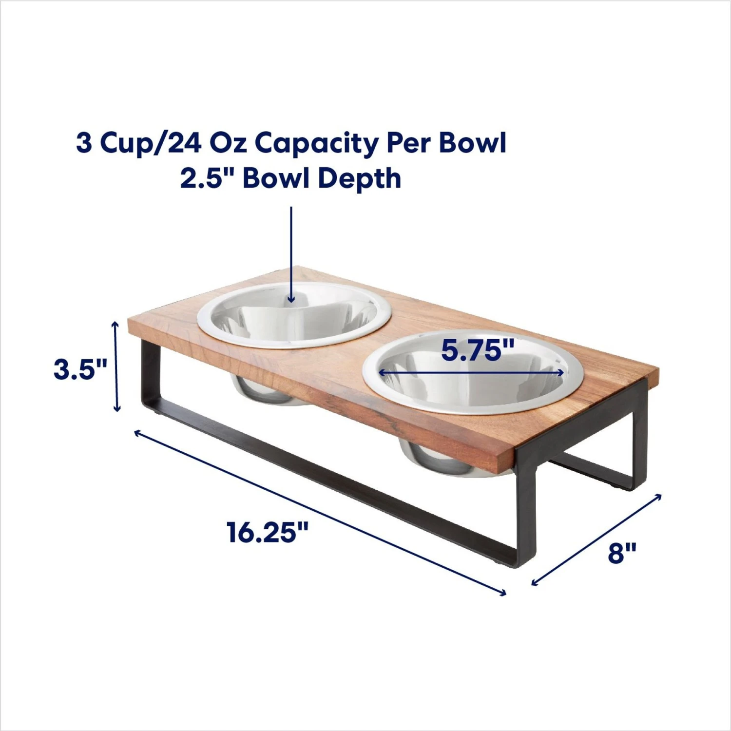 Frisco Wood Elevated Non-Skid Stainless Steel Double Diner Dog & Cat Bowl 2 Frisco Wood Elevated Non-Skid Stainless Steel Double Diner Dog & Cat Bowl - Image 2