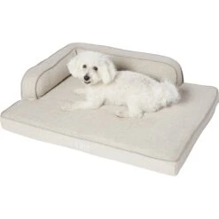 Frisco Faux Linen Corner Personalized Bolster Dog Bed W/Removable Cover -PetSafe Shop Sale 262158 PT2. AC SS1800 V1615568495