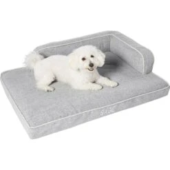Frisco Faux Linen Corner Personalized Bolster Dog Bed W/Removable Cover, Harbour Blue, L -PetSafe Shop Sale 262160 PT2. AC SS1800 V1615568489