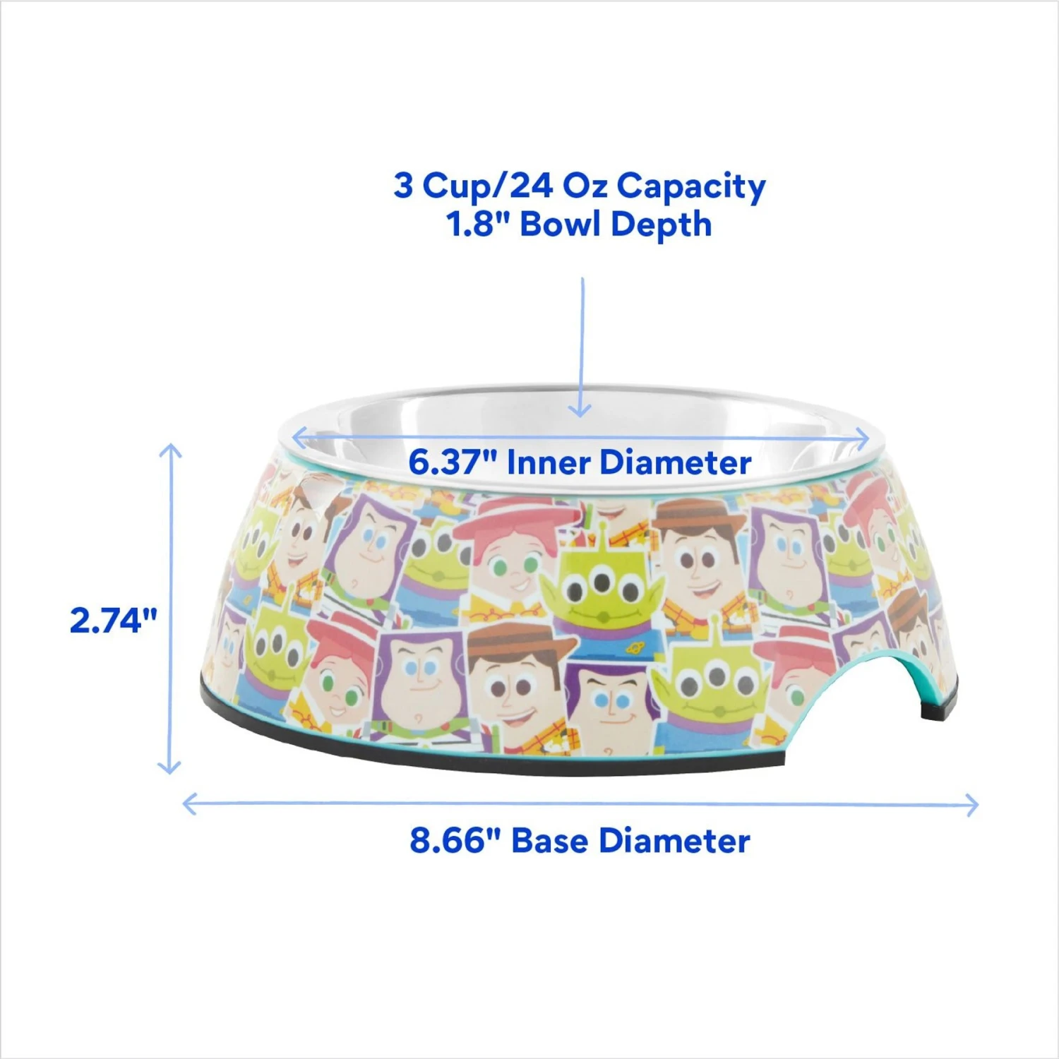 Pixar Toy Story Non-Skid Stainless Steel With Melamine Stand Dog & Cat Bowl 2 Pixar Toy Story Non-Skid Stainless Steel With Melamine Stand Dog & Cat Bowl - Image 2