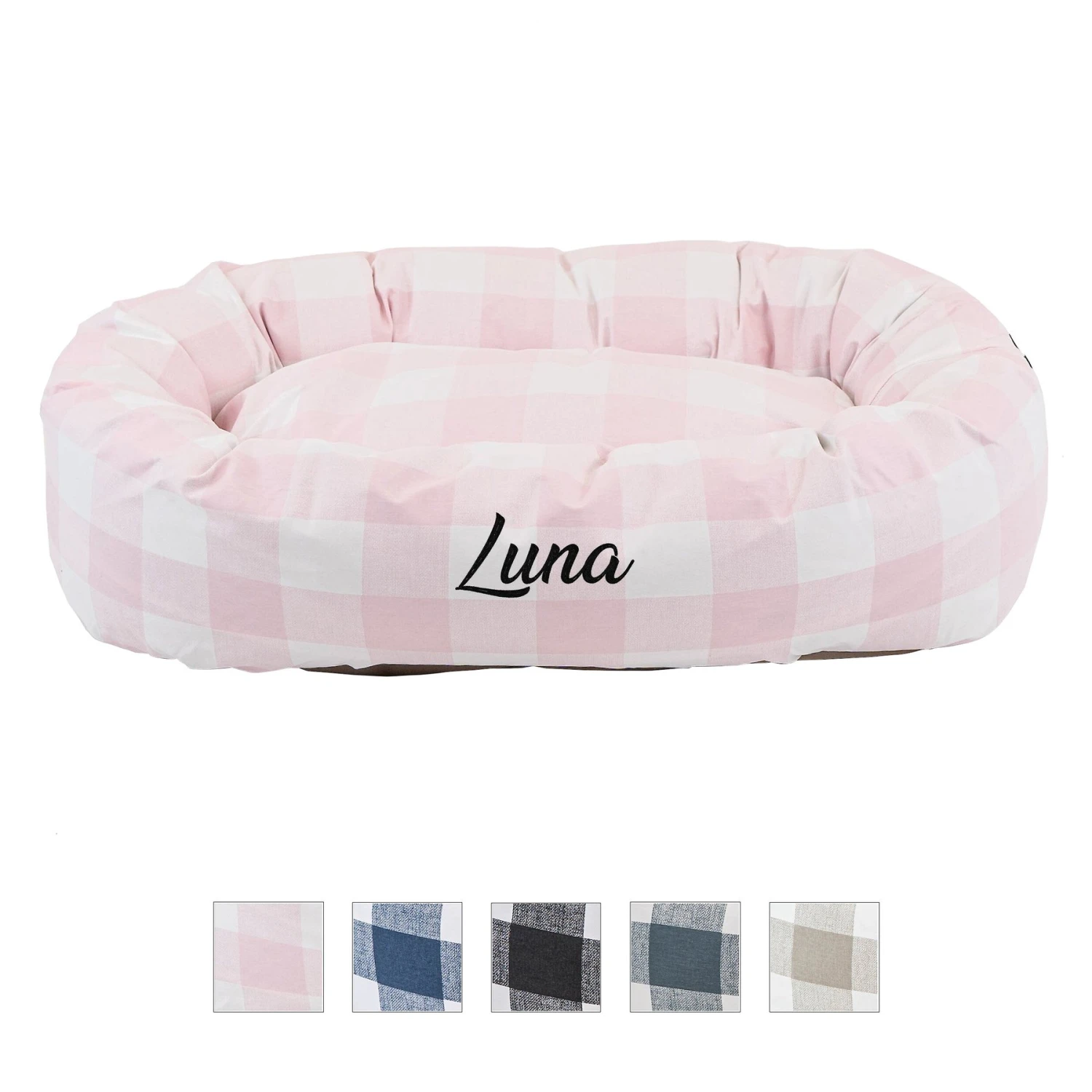 Majestic Pet Anderson Check Personalized Bagel Cat & Dog Bed 1 Majestic Pet Anderson Check Personalized Bagel Cat & Dog Bed