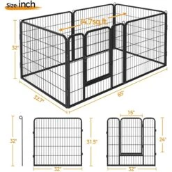Yaheetech Heavy Duty Wire Dog & Cat Playpen, Black -PetSafe Shop Sale 295094 PT2. AC SS1800 V1659907877